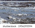 Small photo of Debacle. Ice drift on the river.