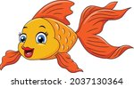 cute goldfish cartoon vector... | Shutterstock .eps vector #2037130364