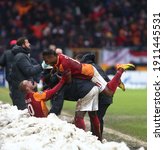 Small photo of Galatasaray defeated Juventus 1-0 in the Champions League at the Istanbul Turk Teletom Arena Stadium, which was postponed due to snow on December 11, 2013. Didier Drogba, Wesley Sneijder