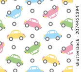 infant cute pattern with cars... | Shutterstock .eps vector #2074425394