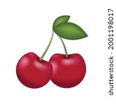 cherry fruit emoji vector... | Shutterstock .eps vector #2001198017