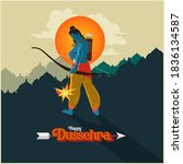 happy dussehra text with an... | Shutterstock .eps vector #1836134587