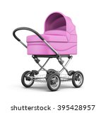 Pink Baby Stroller Isolated On...