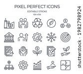 ESG concept environmental, social, and corporate governance related editable stroke outline icons set  isolated on white background flat vector illustration. Pixel perfect. 