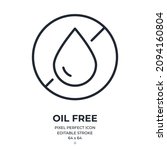 No fat or oil free product concept editable stroke outline icon isolated on white background flat vector illustration. Pixel perfect. 64 x 64.