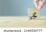 Small photo of Premium quality green product. Quality agriculture product certification. Eco, natural,organic farming, food safety, healthy fresh products. GAP certified. Environmental protection. Wood block banner
