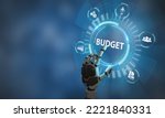 Small photo of AI budget planner and mangement by robot. Company budget allocation for business or project management. Effective and smart budgeting. Plan, review, approve, allocate, analyze and optimize budgets