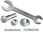 Bolt  Nut And Wrench On A White ...