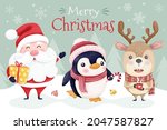 watercolor christmas card with... | Shutterstock .eps vector #2047587827