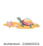 A Cute Cartoon Sea Turtle...