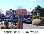 Small photo of Sedona, Arizona USA - December 24th 2023: Travel photograph of downtown Sedona during the holiday season