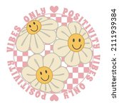 1970s retro smile chamomile... | Shutterstock .eps vector #2111939384