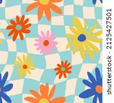 1970s retro daisy seamless... | Shutterstock .eps vector #2125427501