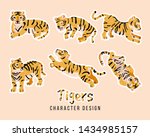 tiger sticker set. jungle... | Shutterstock .eps vector #1434985157