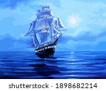Sea Sailboat Ship Drawing With...