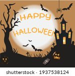 tree spider bat castle horror | Shutterstock .eps vector #1937538124