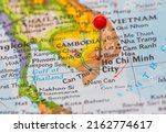 Pinning at location Ho Chi Minh City, formerly known as Saigon, is the largest city in Vietnam, travel map with push pin point marker closeup situated In the southeastern region.