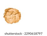 Brown craft crumpled paper ball  isolated on the white background.