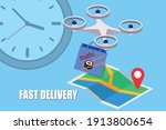fast quadcopter delivery sushi... | Shutterstock .eps vector #1913800654