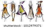 stylish fashion models. pretty... | Shutterstock .eps vector #1012979371