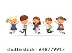 happy pupils are jumping... | Shutterstock .eps vector #648779917