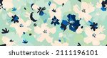 hand drawn bright floral... | Shutterstock .eps vector #2111196101