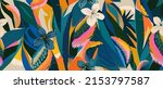 modern exotic floral jungle... | Shutterstock .eps vector #2153797587