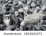 Small photo of Chiang Rai, Thailand; 07-13-2017: Wat Rong Khun, Buddhist and Hindu contemporaneous temple.