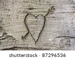 Heart Carved In The Bark Of A...