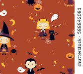vector seamless halloween... | Shutterstock .eps vector #588842081