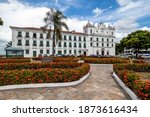 Small photo of Belem, Para, Brazil, Jan, 2015. Building of the Museum of Sacred Art, composed of the Church of Santo Alexandre and the old episcopal palace (originally Santo Alexandre School).