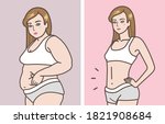 a woman before and after weight ... | Shutterstock .eps vector #1821908684