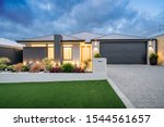 Small photo of Front elevation of a new modern Australian style home.