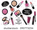 hand drawn cosmetics set. nail... | Shutterstock .eps vector #390773254