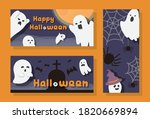 halloween ghost poster set ... | Shutterstock .eps vector #1820669894