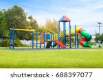 Colorful playground on yard in...