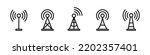 Antenna icon set. Radio antenna icon. Communication towers collection. Radio tower icons. Transmitter receiver wireless signal icons. Vector EPS 10