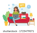 home office concept  woman... | Shutterstock . vector #1725479071