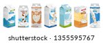 Milk Boxes Set Vector Realistic....
