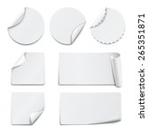 set of white paper stickers on... | Shutterstock .eps vector #265351871