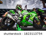 Small photo of BURIRAM, THAILAND - SEPTEMBER 27, 2020: Chaiwichit Nisagul from Kawasaki Thailand Racing Team #88 on the starting grid prior to the OR BRIC SUPERBIKE CHAMPIONSHIP Round 3 at Chang International Circu