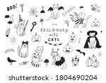 halloween vector cartoon cats... | Shutterstock .eps vector #1804690204