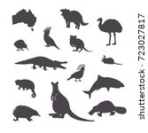 australian animals silhouette... | Shutterstock . vector #723027817