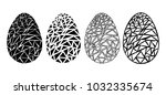vintage easter eggs spring... | Shutterstock .eps vector #1032335674