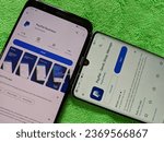 Small photo of Terengganu, Malaysia - 2 October 2023 : Close-up of paypal and paypal business apps on smartphone display. Ready to download from playstore.