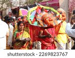 Small photo of 02 March 2023, Ahwa(Dang), Gujarat- India, Tribal people with their traditional costume at the festival of tribal people at Dang-Ahwa,Gujarat India