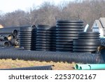 large diameter plastic pipes for supplying heating and water supply to the house new drain