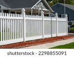 white vinyl fence in residential neighborhood home nature plastic property backyard