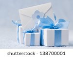 gift boxes on a blue background ... | Shutterstock . vector #138700001