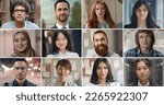 Small photo of Many happy diverse ethnicity different young people group headshots in collage mosaic collection. Lot of multicultural faces looking at camera. Human resource society database concept.